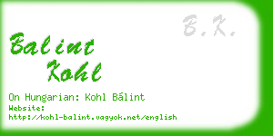 balint kohl business card